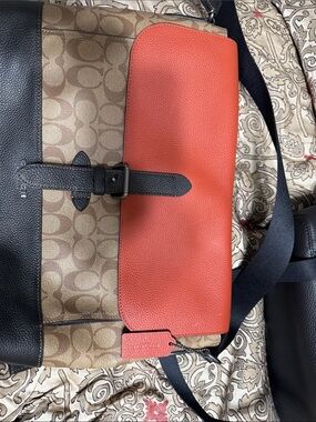 Coach Men’s Messenger Bag in Brown, Black & Orange